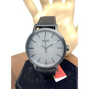 Hugo Boss Men's Watch 1530074 Stand Quartz Gray Dial Black Leather Band 42mm
